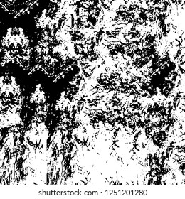 Grunge overlay layer. Abstract black and white vector background. Monochrome vintage surface with dirty pattern in cracks, spots, dots. Old painted wall in dark horror style design