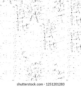 Grunge overlay layer. Abstract black and white vector background. Monochrome vintage surface with dirty pattern in cracks, spots, dots. Old painted wall in dark horror style design