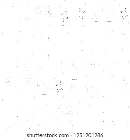 Grunge overlay layer. Abstract black and white vector background. Monochrome vintage surface with dirty pattern in cracks, spots, dots. Old painted wall in dark horror style design