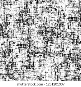 Grunge overlay layer. Abstract black and white vector background. Monochrome vintage surface with dirty pattern in cracks, spots, dots. Old painted wall in dark horror style design