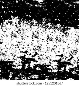 Grunge overlay layer. Abstract black and white vector background. Monochrome vintage surface with dirty pattern in cracks, spots, dots. Old painted wall in dark horror style design