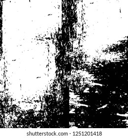 Grunge overlay layer. Abstract black and white vector background. Monochrome vintage surface with dirty pattern in cracks, spots, dots. Old painted wall in dark horror style design