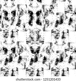 Grunge overlay layer. Abstract black and white vector background. Monochrome vintage surface with dirty pattern in cracks, spots, dots. Old painted wall in dark horror style design