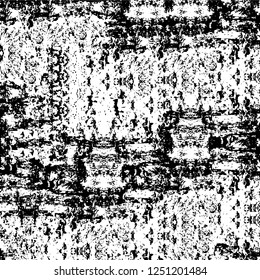 Grunge overlay layer. Abstract black and white vector background. Monochrome vintage surface with dirty pattern in cracks, spots, dots. Old painted wall in dark horror style design