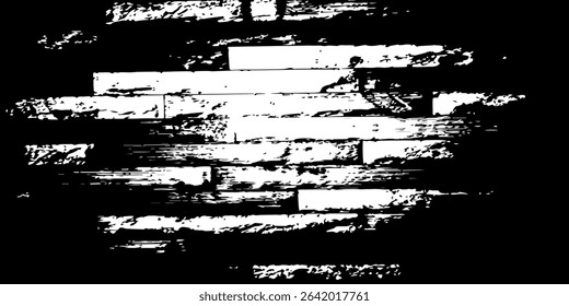 Grunge overlay layer. Abstract black and white vector background. Monochrome vintage surface with dirty pattern in cracks, spots, dots. Old wall in dark horror style design