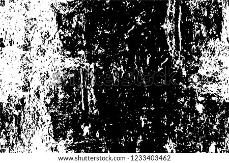 Grunge overlay layer. Abstract black and white vector background. Monochrome vintage surface with dirty pattern in cracks, spots, dots. Old wall in dark horror style design