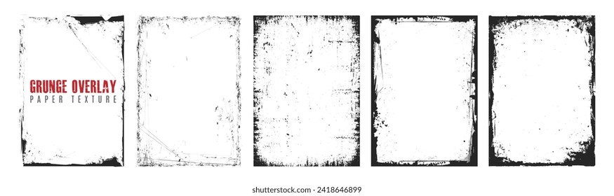 Grunge overlay paper texture with torn or ripped edges for social media background. Grungy frame or pattern art with paint brush stroke or ink splash. Dirty vintage overlay effect for business banner.