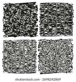 Conjunto de sobreposição Grunge. Textura áspera angustiada. Superfície vetorial abstrata. Ruído branco preto. EPS 10.
