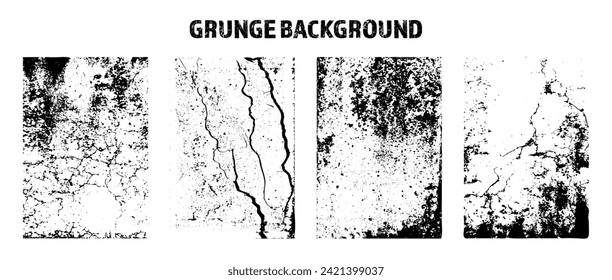 Grunge overlay texture. Old dirty concrete background with cracks and scratches. Distressed grainy surface. Vintage urban backdrop. Scraped and stained design element. Vector illustration
