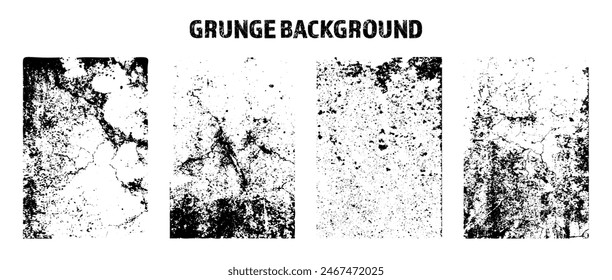 Grunge overlay texture. Old dirty concrete background with cracks and scratches. Distressed grainy surface. Vintage urban backdrop. Scraped and stained design element. Vector illustration