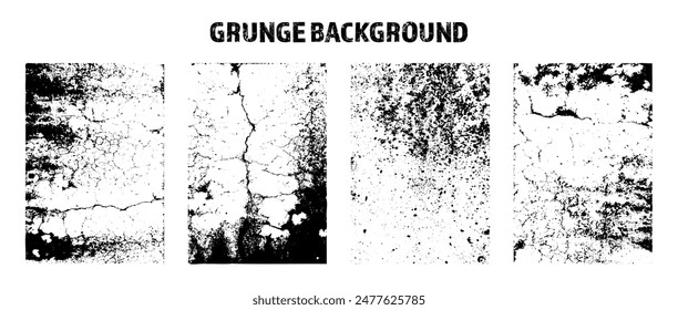 Grunge overlay texture. Old dirty concrete background with cracks and scratches. Distressed grainy surface. Vintage urban backdrop. Scraped and stained design element. Vector illustration