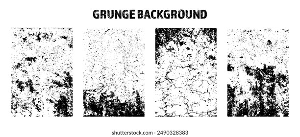 Grunge overlay texture. Old dirty concrete background with cracks and scratches. Distressed grainy surface. Vintage urban backdrop. Scraped and stained design element. Vector illustration