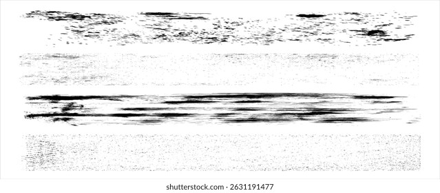 Grunge overlay texture set. Different types of texture stamps. Rough black and white texture vector. Paint texture with spray effect and drop ink splashes