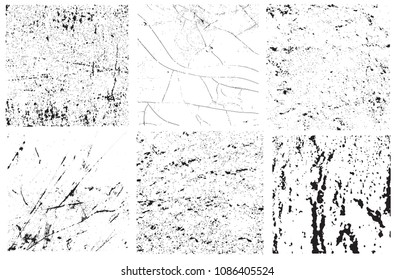 Grunge overlay textures.Collection of distress textures. Vector.