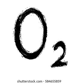 grunge oxygen molecule symbol, vector illustration