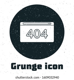 Grunge Page with a 404 error icon isolated on white background. Template reports that the page is not found.  Vector Illustration
