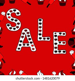 Grunge pained background. Red, white and black friday sale label. Sale, give away banner, retail vector tag. Marketing campaign sale advert label. Vector. Seamless pattern. Cute sticker illustration.