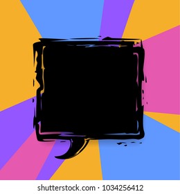  grunge paint brush box speech bubble texture with place for text on a colorful background