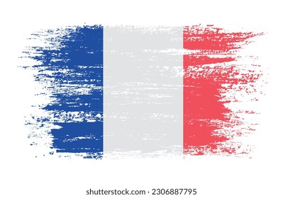 Grunge paint brush france flag.