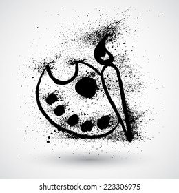 Grunge paint and brush icon