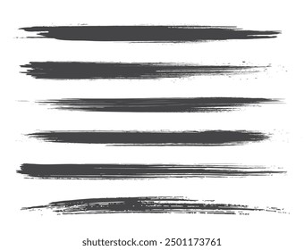 Grunge paint brush stroke set. Black ink textures. Isolated vector images in simple style