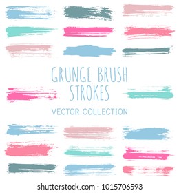 Grunge paint brush stroke stripes vector set, paint dab graphic design elements. Can be used in colors guide book, interior design catalog, printing industry. Brush or marker pen isolated traces.