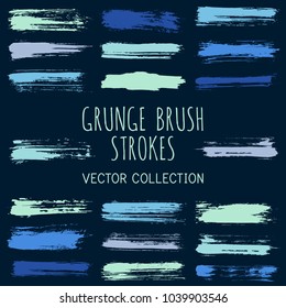 Grunge paint brush stroke stripes vector set, paint dab graphic design elements. Can be used in colors guide book, interior design catalog, printing industry. Brush or marker pen isolated traces.