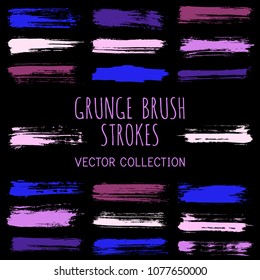 Grunge paint brush stroke stripes vector set, paint dab graphic design elements. Can be used in colors guide book, interior design catalog, printing industry. Brush or marker pen isolated traces.