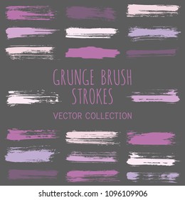 Grunge paint brush stroke stripes vector set, paint dab graphic design elements. Can be used in colors guide book, interior design catalog, printing industry. Brush or marker pen isolated traces.