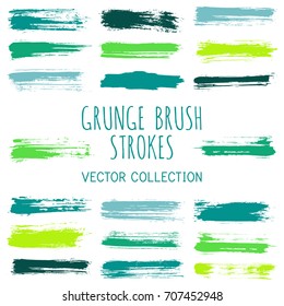 Grunge paint brush stroke stripes vector set, paint dab graphic design elements. Can be used in colors guide book, interior design catalog, printing industry. Brush or marker pen isolated traces.