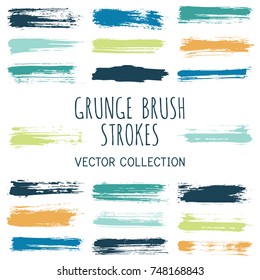 Grunge paint brush stroke stripes vector set, paint dab graphic design elements. Can be used in colors guide book, interior design catalog, printing industry. Brush or marker pen isolated traces.