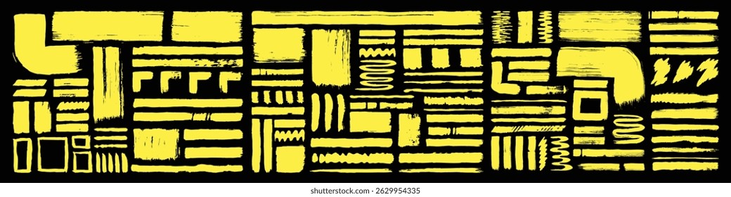 Grunge paint brush strokes element collection. Highlighter template set.