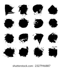 Grunge paint brush strokes elements set