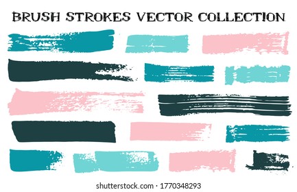 Colección vectorial de pinceles de Grunge. Elementos de diseño gráfico aislados dibujados a mano. Pintar pinceladas de pincel acrílico. Sumi rayas de pincel. Elementos de diseño de cuadro aislados sobre blanco.