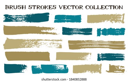 Colección vectorial de pinceles de Grunge. Elementos de diseño gráfico aislados dibujados a mano. Pintar pincel pincha líneas vintage. Rayas sucias de pincel. Elementos de diseño de cuadros aislados.