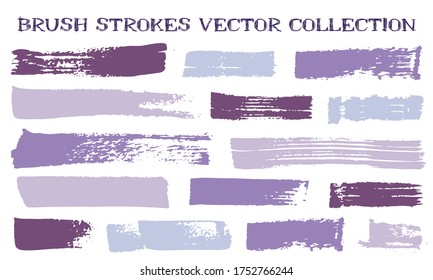 Pinceles de pintura Grunge conjunto de vectores. Textura de tinta elementos de diseño gráfico aislados. Pintar pincel pincha líneas complicadas. Rayas sucias de pincel. Elementos de diseño de cuadros aislados.