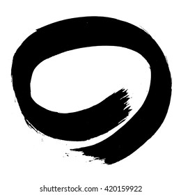 Grunge paint circle vector element. Brush smear stain texture