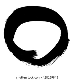 Grunge paint circle vector element. Brush smear stain texture