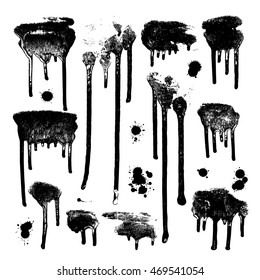 Pintura gruesa. Conjunto de elementos de diseño. Textura de pincel dibujada a mano. Ilustración vectorial, aislada en blanco