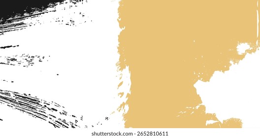 grunge paint element, grunge texture overlay background. Monochrome grunge texture. Black and white yellow art grunge background, Vector brush Stroke, art pattern.eps8
