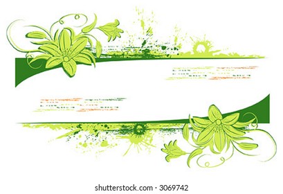 Grunge paint floral frame, element for design, vector illustration