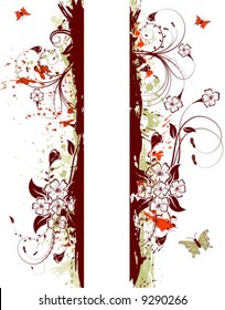 Grunge paint flower background with butterfly, element for design, vector illustration