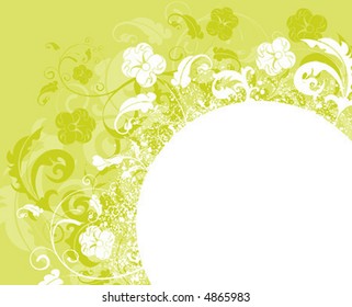 Grunge paint flower background with circle, element for design, vector illustration