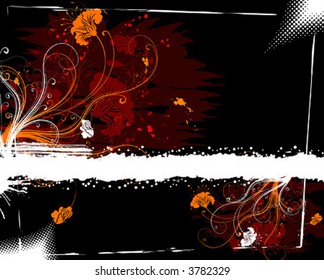 Grunge paint flower background, element for design, vector illustration