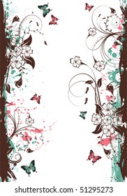 Grunge paint flower background, element for design, vector illustration