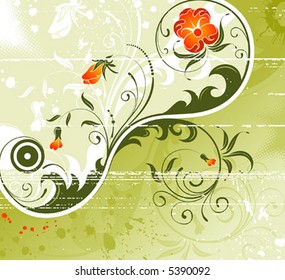 Grunge paint flower background, element for design, vector illustration