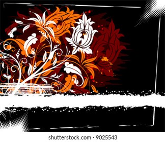 Grunge paint flower background, element for design, vector illustration