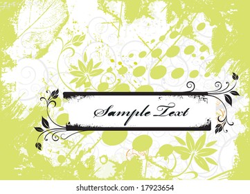 Grunge paint flower background with sample text