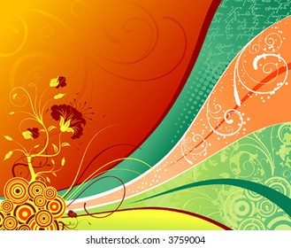 Grunge paint flower background with stripes, element for design, vector illustration