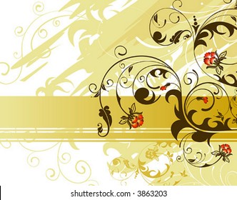 Grunge paint flower background with stripes, element for design, vector illustration